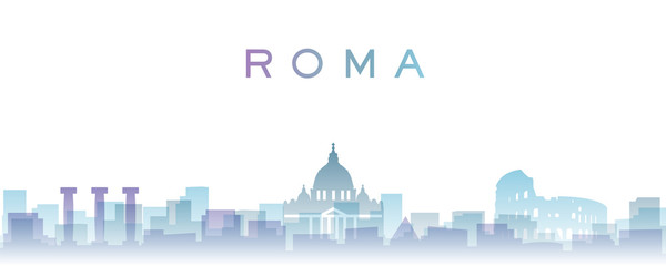 Obraz na płótnie Canvas Rome Transparent Layers Gradient Landmarks Skyline