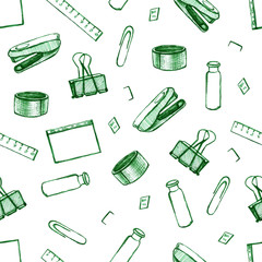 Back to school - pen sketch background. Can be used for wallpaper, pattern fills, textile, web page background, surface textures. Cartoon stationery