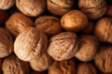 Nuts background, close up. Food background 
