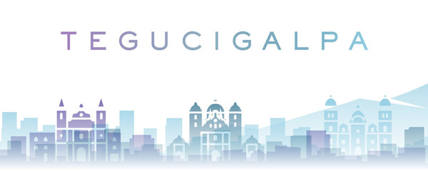Tegucigalpa Transparent Layers Gradient Landmarks Skyline