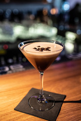 cocktails and soft drinks on the bar