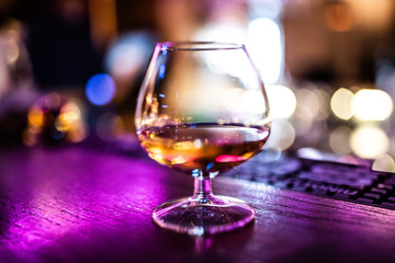 cocktails and soft drinks on the bar