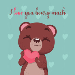 Obraz premium Illustration of a cute bear expressing love