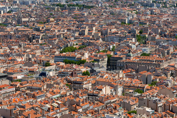 Fototapeta na wymiar Summer view on Marseille rooftops (center of the city). Bouches-du-Rhône (13), Provence-Alpes-Cote d'Azur, France, Europe