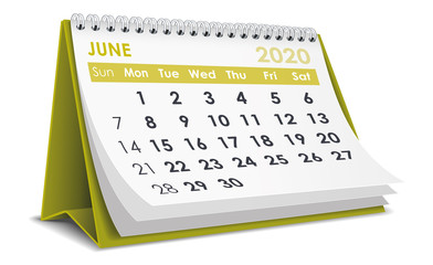 Fototapeta June 2020 Calendar obraz
