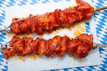 meat prepared for a barbecue, at the Oktoberfest