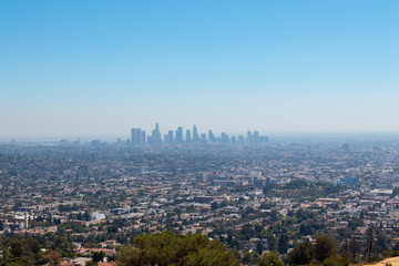 Naklejka premium Los Angeles Downtown view from Griffith Observatory 