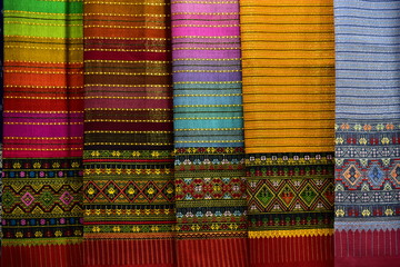 Local woven pattern is north Thai style selling in the market.