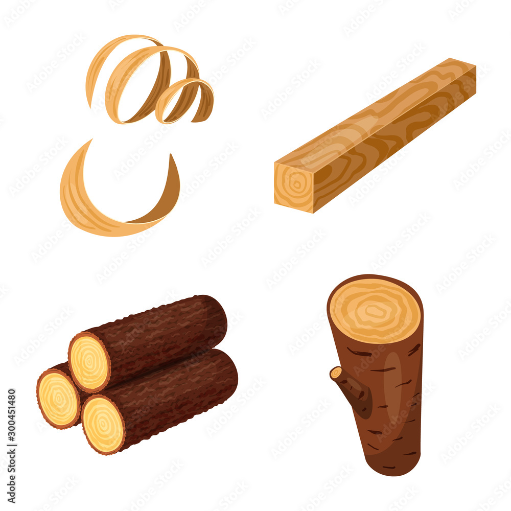 Sticker Vector illustration of signboard and wood symbol. Set of signboard and wooden vector icon for stock.