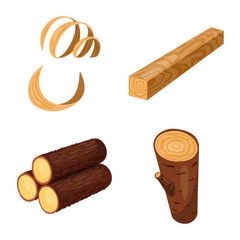 Vector illustration of signboard and wood symbol. Set of signboard and wooden vector icon for stock.