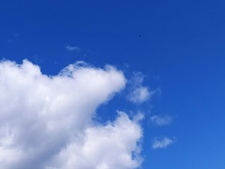 Blue sky background with clouds.
