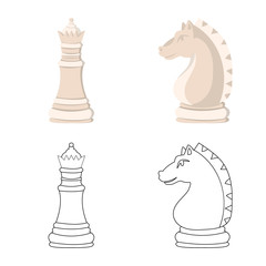 Vector illustration of checkmate and thin symbol. Set of checkmate and target stock vector illustration.