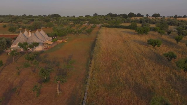 Aerial View of Trullo in Puglia Italy