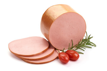 Fresh pork Boiled sausage, isolated on white background