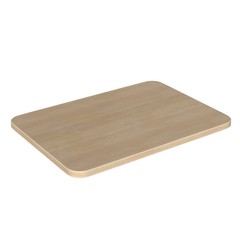 Wooden cutting board. Wooden rounded square mockup. Isolated on white