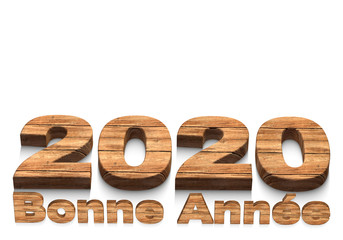2020 bonne année bois fond blanc