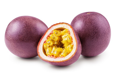 Passion fruit isolated on white. Package design element