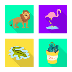 Isolated object of safari and animal symbol. Set of safari and fun stock vector illustration.