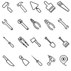 Construction tools vector icons set. repairs illustration symbol collection. 