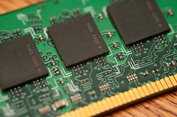 RAM memory in detail lying on the table.
