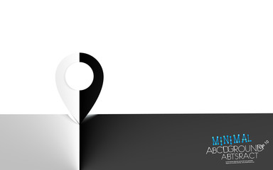Map pointer minimal contrast white or black background. GPS location symbol concept semitone vector. Delicate nuance of muted shade, geometric art gradient piece. Illustration. Flat design
