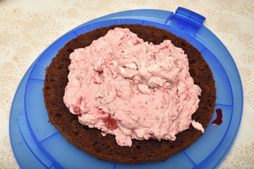 Delicious raspberry tart with fresh raspberries,Raspberry  cream