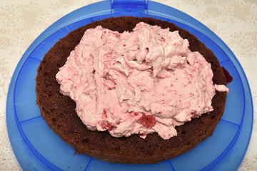 Delicious raspberry tart with fresh raspberries,Raspberry  cream