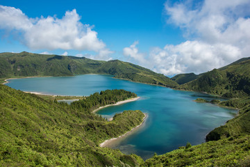 Fototapeta na wymiar Fogo Lagoon on Sao Miguel Island in the Azores
