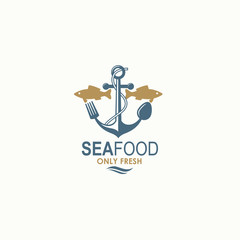 seafood menu design with anchor and fish isolated