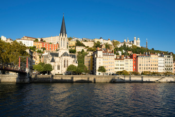 Fototapeta na wymiar Lyon view with Saone river