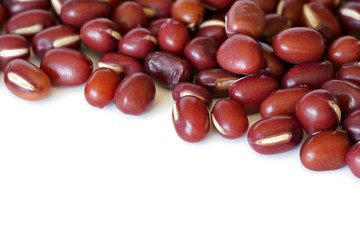 Pile of dried red beans isolated on white background