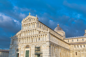 Naklejka premium Cathedral in the famous Pisa's Cathedral Square, Square of Miracles (Piazza dei Miracoli)