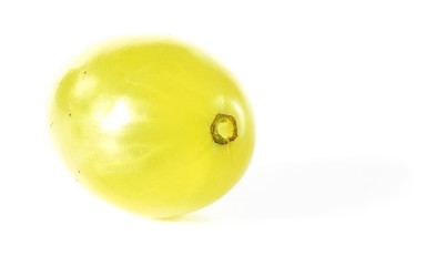Single green grape isolated on white background
