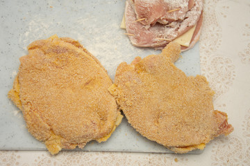 grilled pork with egg and bread crumbs