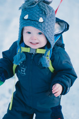 little boy in the snow