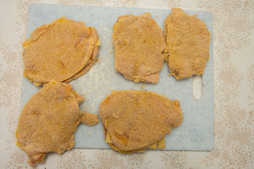 grilled pork with egg and bread crumbs