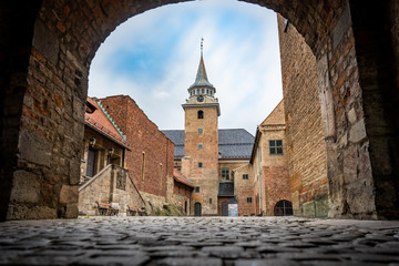 entering a castle through the main gate - obrazy, fototapety, plakaty