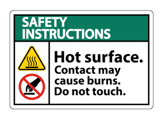 Safety Hot Surface Do Not Touch Symbol Sign Isolate on White Background,Vector Illustration