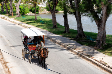 horses carriage taxi in Gibara Cuba summer