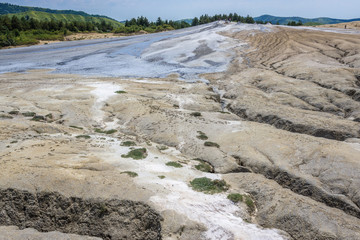 Mud formations in Berca Mud Volcanoes geological area near Scortoasa village in Romania