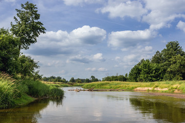 Fototapeta na wymiar River Liwiec near Wolka Paplinska village in Mazowsze region of Poland