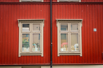 colorful traditional house fassade in scandinavia