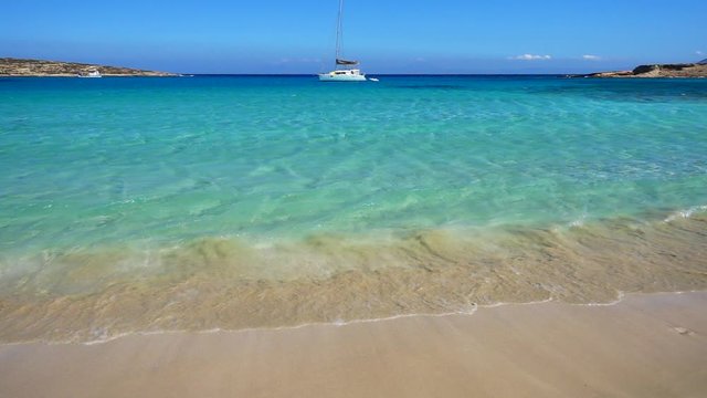 Volcanic formations of Gala rocky seascape in Pano Koufonisi island, Small Cyclades, Greece
