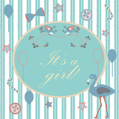 Baby Shower Invitation Card Design with flamingo