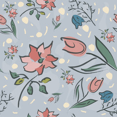 Floral Seamless Pattern. Hand Drawn.