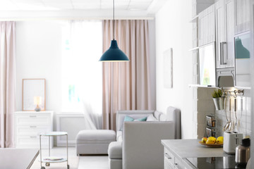 Fototapeta na wymiar Stylish apartment with modern furniture. Idea for interior design