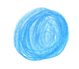 Blue pencil scribble on white background, top view