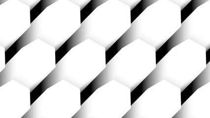 Abstract alpha mask depth shapes pattern on black background, grey gradient, flat 3d illustration technology