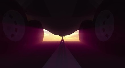 airplane landing on the runway 3d