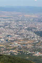 Panorama of city of Sofia from Kamen Del Peak, Bulgaria